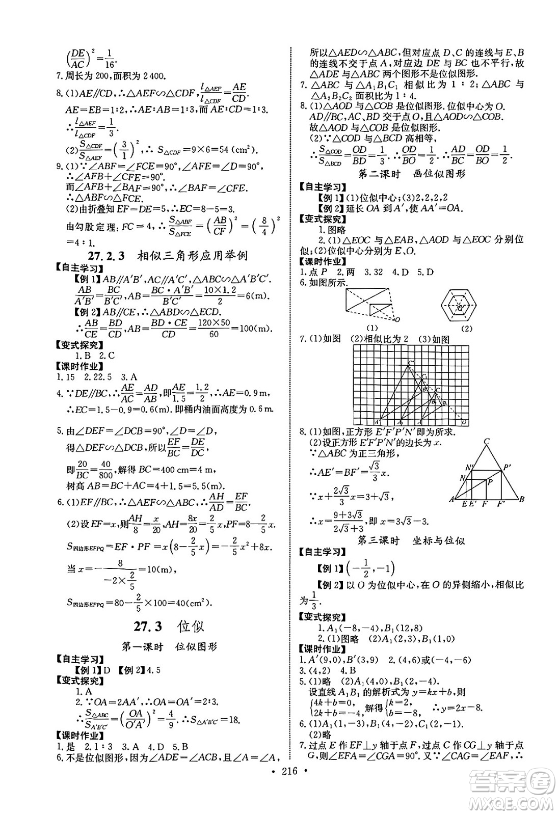 長(zhǎng)江少年兒童出版社2025年春長(zhǎng)江全能學(xué)案同步練習(xí)冊(cè)九年級(jí)數(shù)學(xué)下冊(cè)人教版答案
