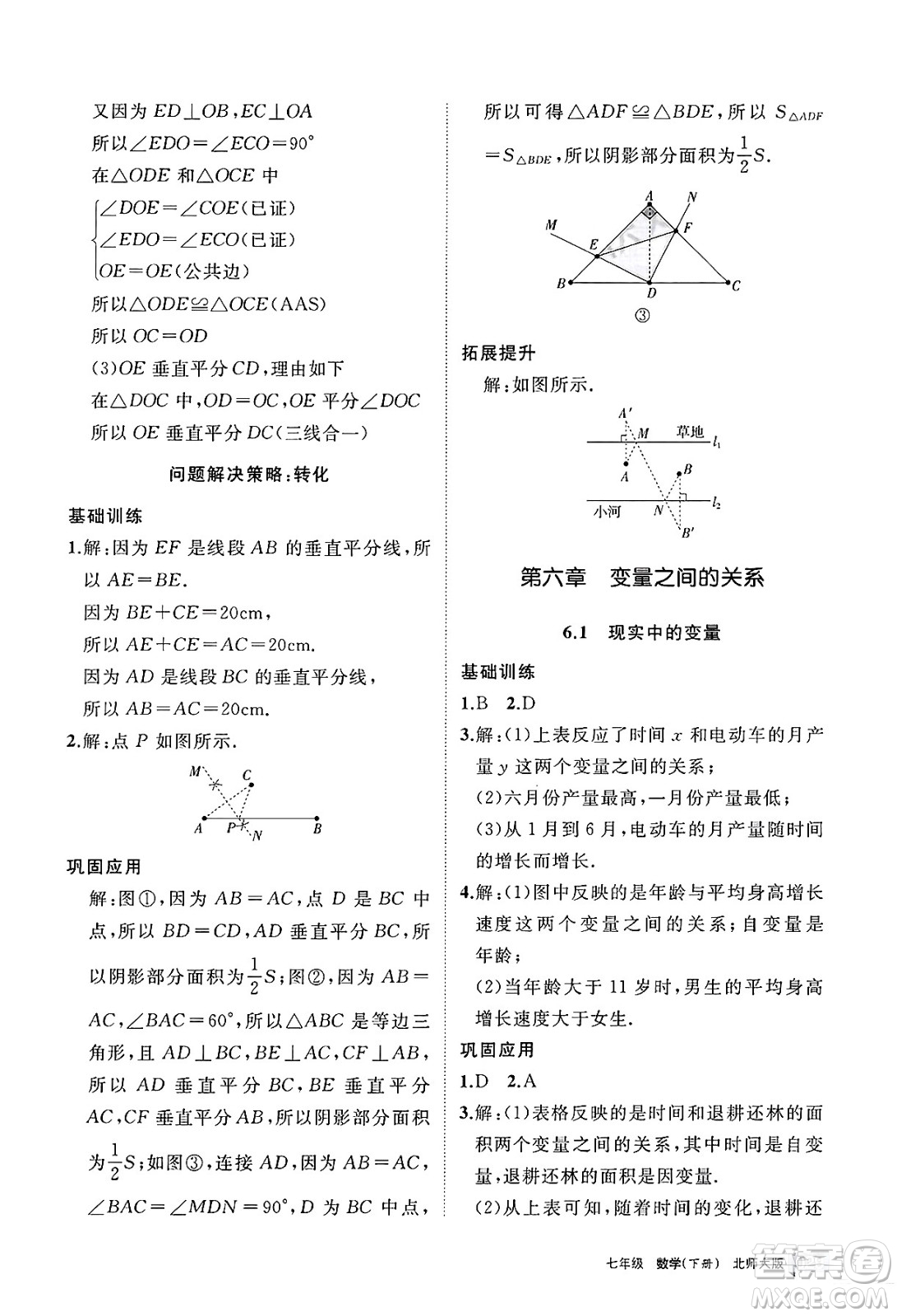 寧夏人民教育出版社2025年春學習之友七年級數(shù)學下冊北師大版答案