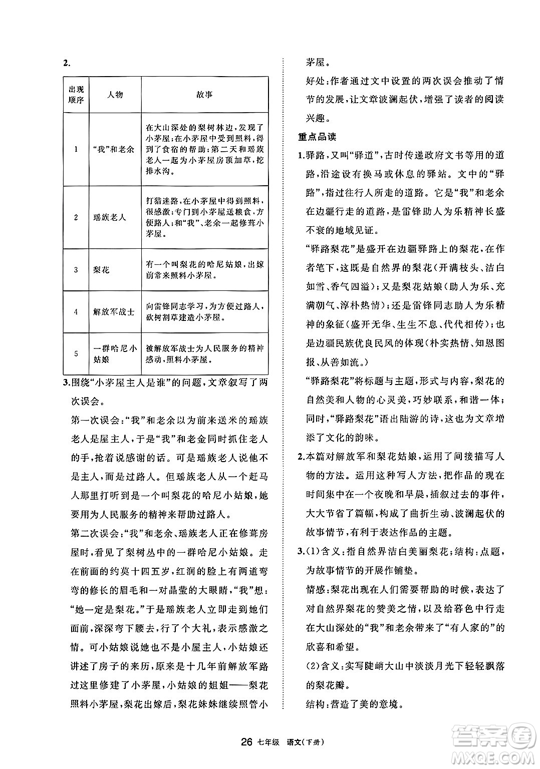 寧夏人民教育出版社2025年春學(xué)習(xí)之友七年級語文下冊通用版答案