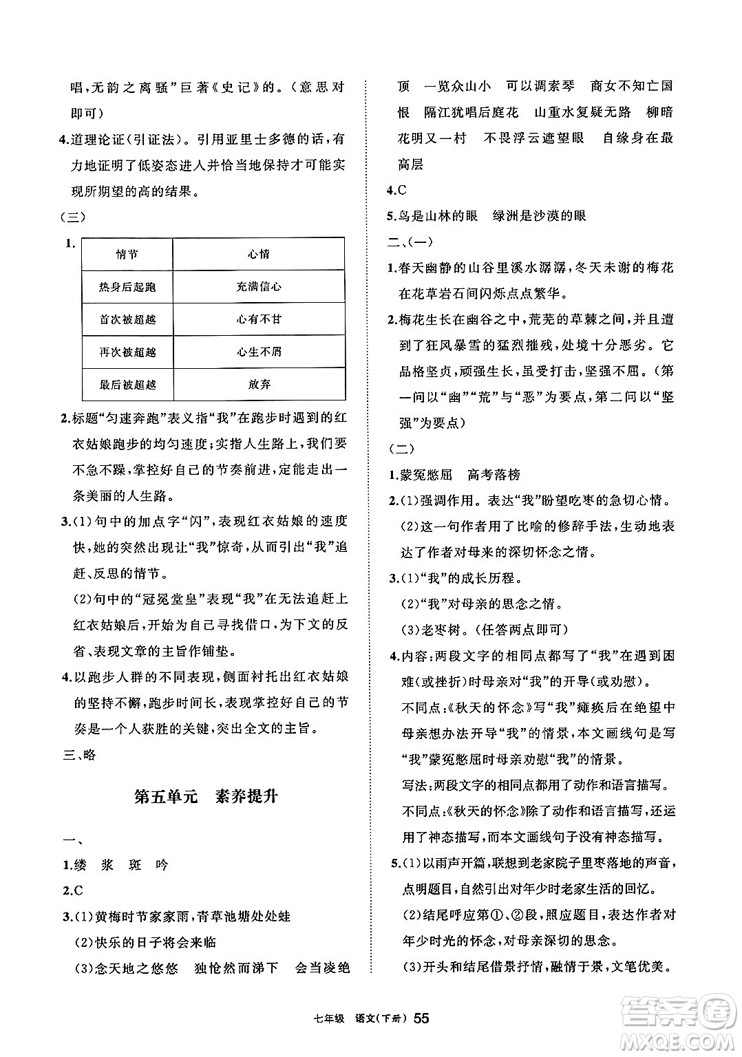 寧夏人民教育出版社2025年春學(xué)習(xí)之友七年級語文下冊通用版答案