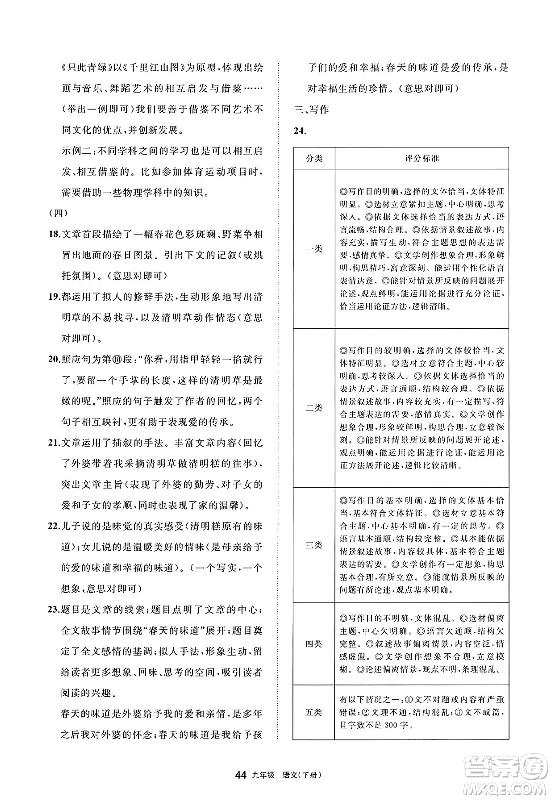 寧夏人民教育出版社2025年春學(xué)習(xí)之友九年級語文下冊通用版答案