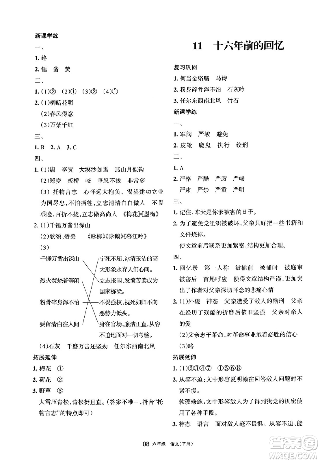 寧夏人民教育出版社2025年春學(xué)習(xí)之友六年級(jí)語(yǔ)文下冊(cè)通用版答案