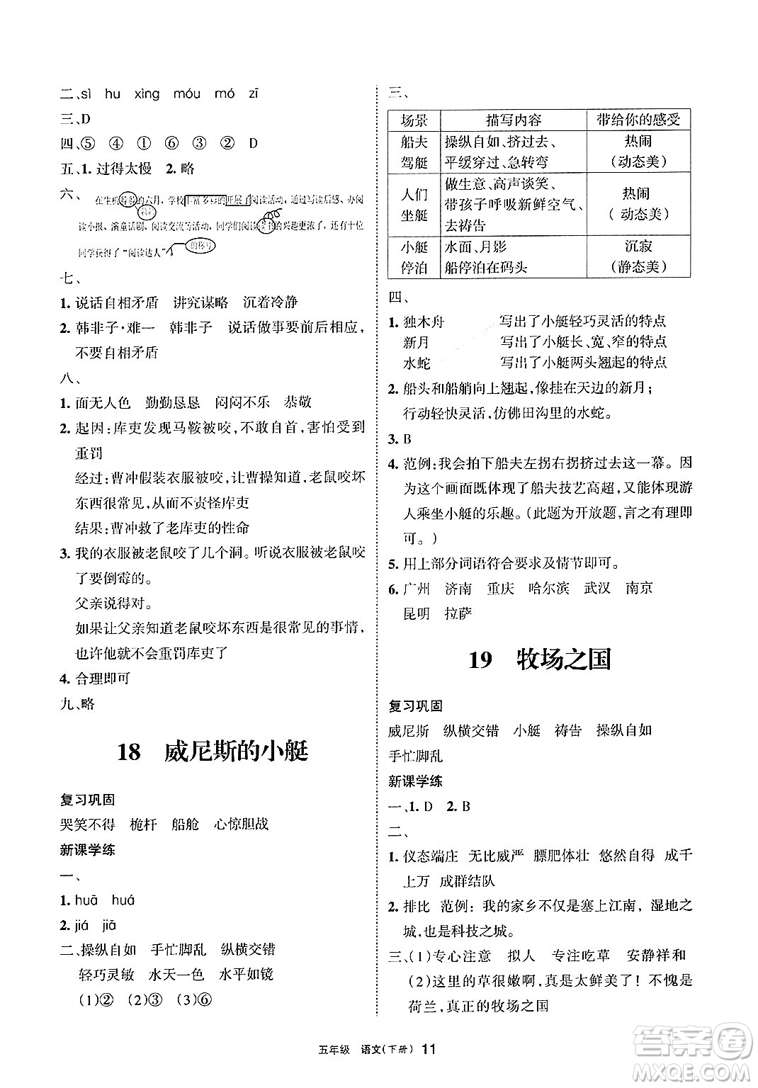 寧夏人民教育出版社2025年春學(xué)習(xí)之友五年級(jí)語(yǔ)文下冊(cè)通用版答案