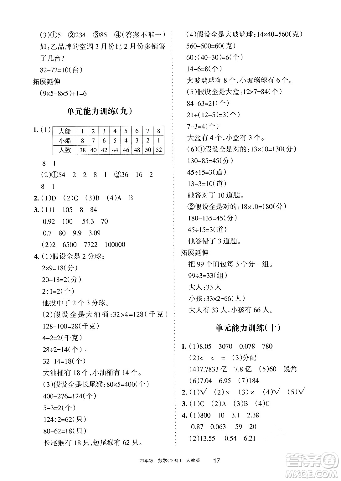 寧夏人民教育出版社2025年春學(xué)習(xí)之友四年級數(shù)學(xué)下冊人教版答案