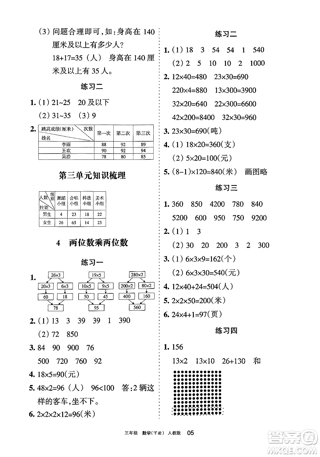 寧夏人民教育出版社2025年春學習之友三年級數(shù)學下冊人教版答案