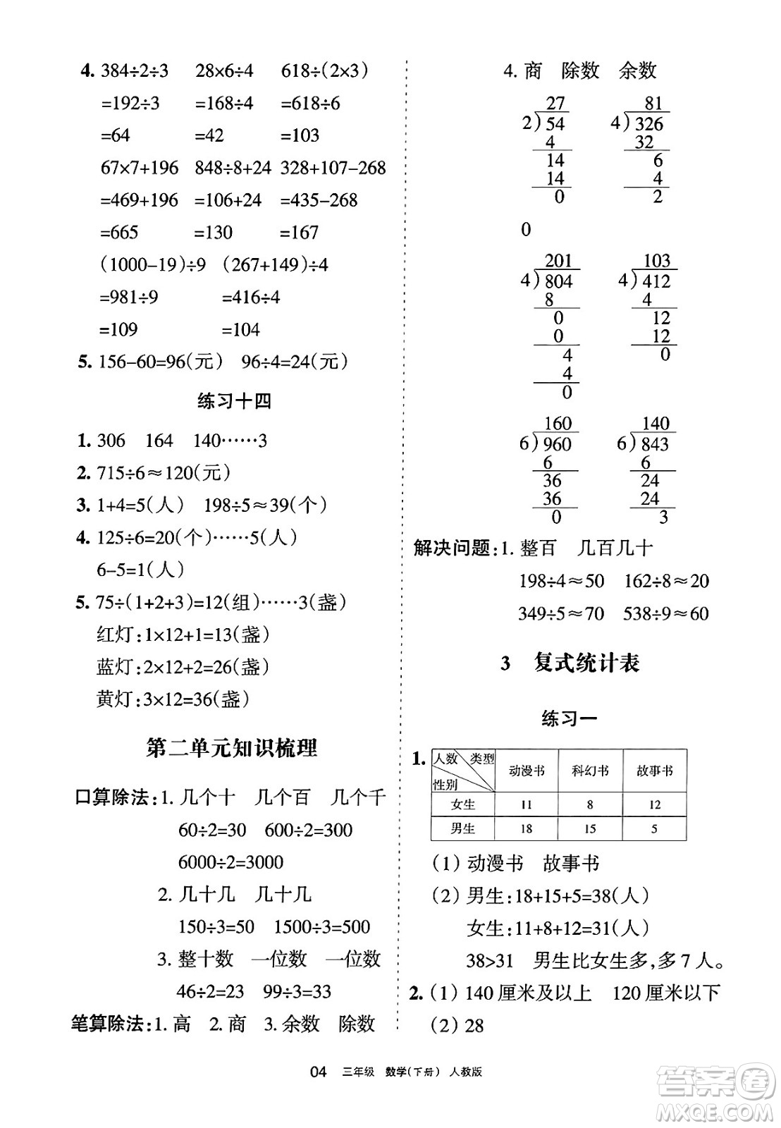 寧夏人民教育出版社2025年春學習之友三年級數(shù)學下冊人教版答案