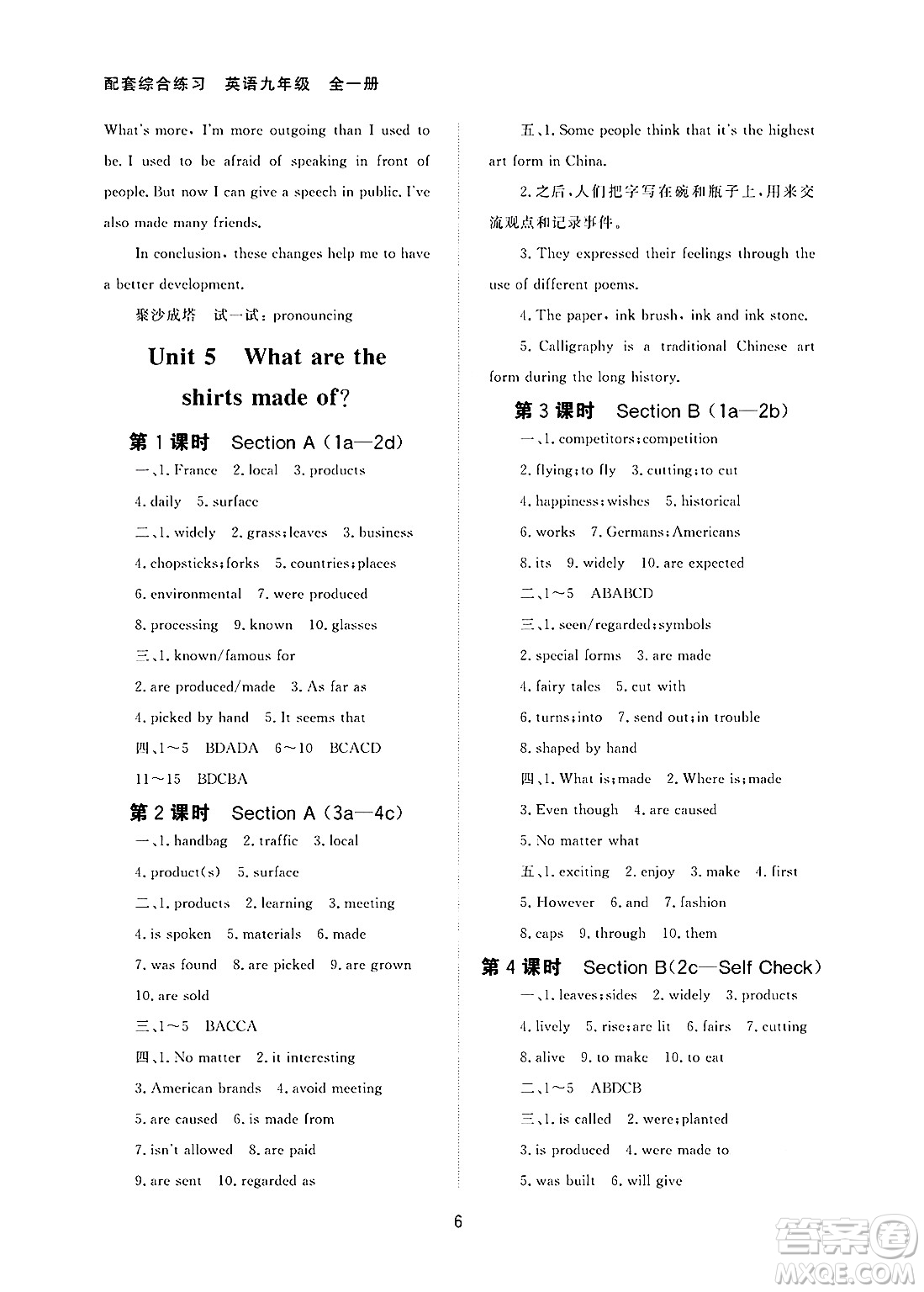 北京師范大學(xué)出版社2025年春配套綜合練習(xí)九年級(jí)英語(yǔ)下冊(cè)人教版答案