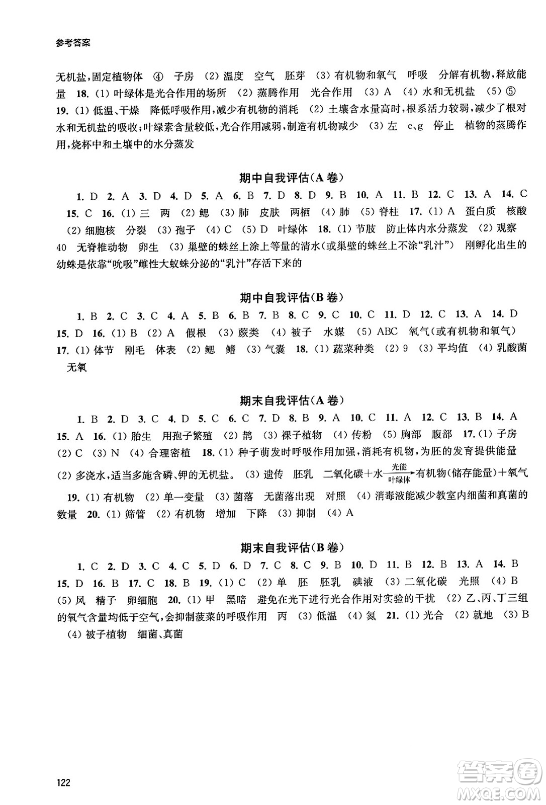 江蘇鳳凰教育出版社2025年春學(xué)習(xí)與評(píng)價(jià)七年級(jí)生物下冊(cè)蘇科版答案