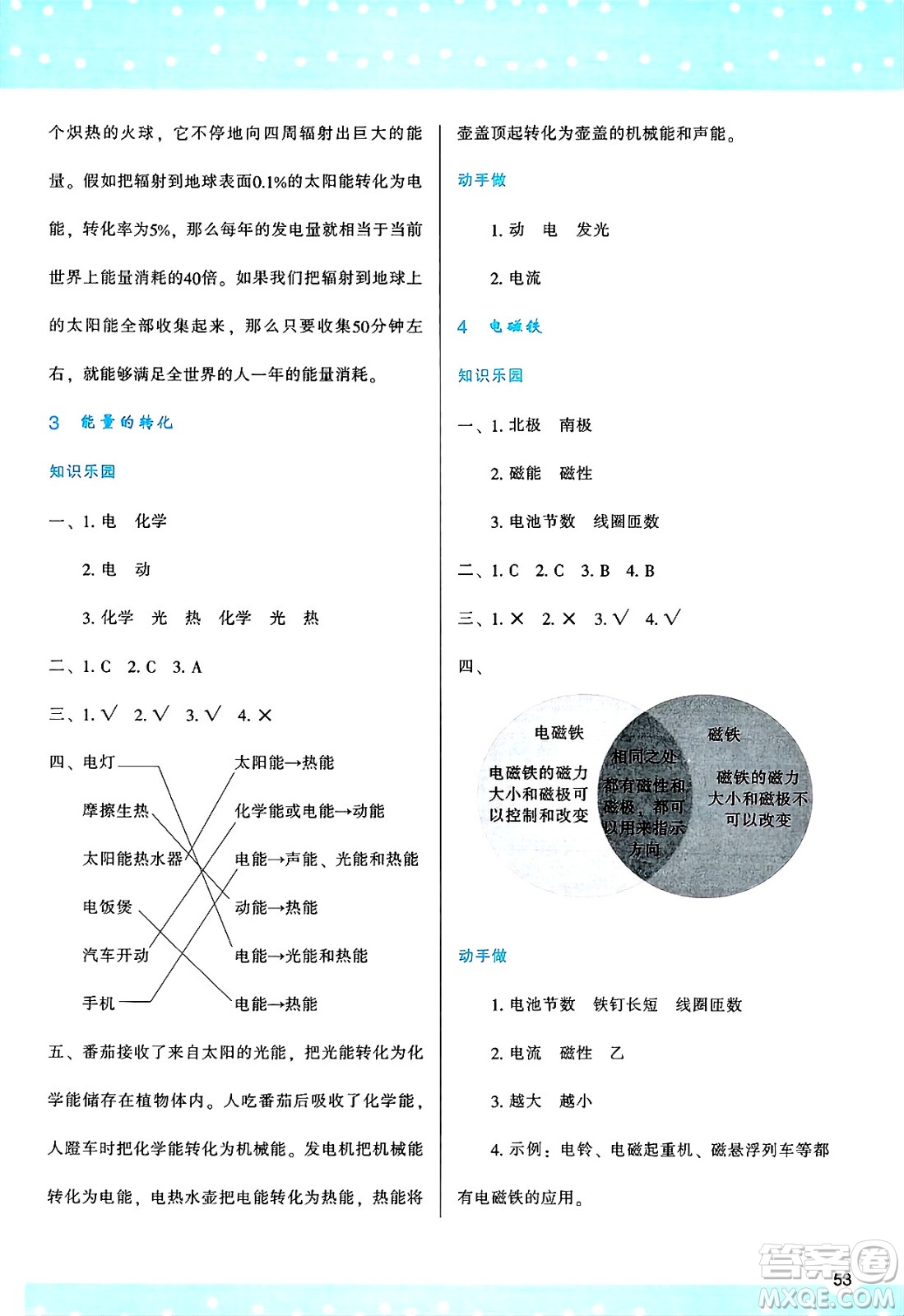 陜西人民教育出版社2025年春學(xué)習(xí)與評價六年級科學(xué)下冊蘇教版參考答案