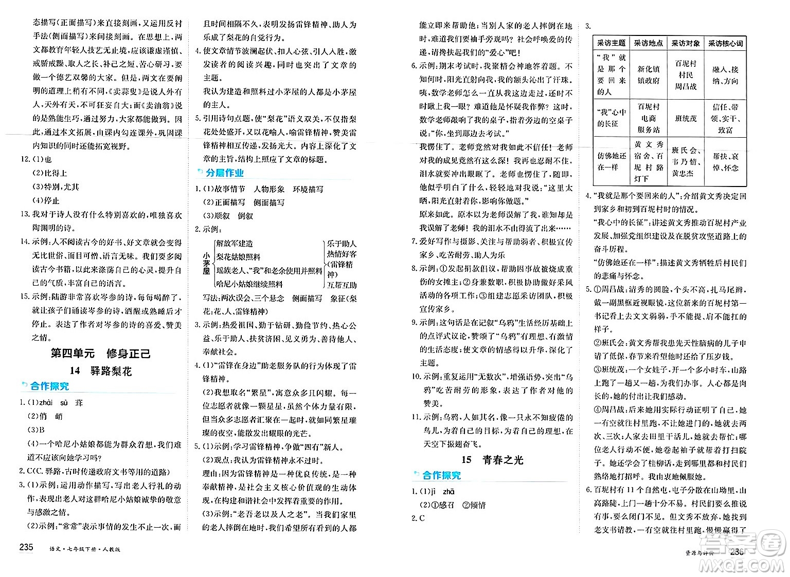 黑龍江教育出版社2025年春資源與評(píng)價(jià)七年級(jí)語(yǔ)文下冊(cè)人教版答案