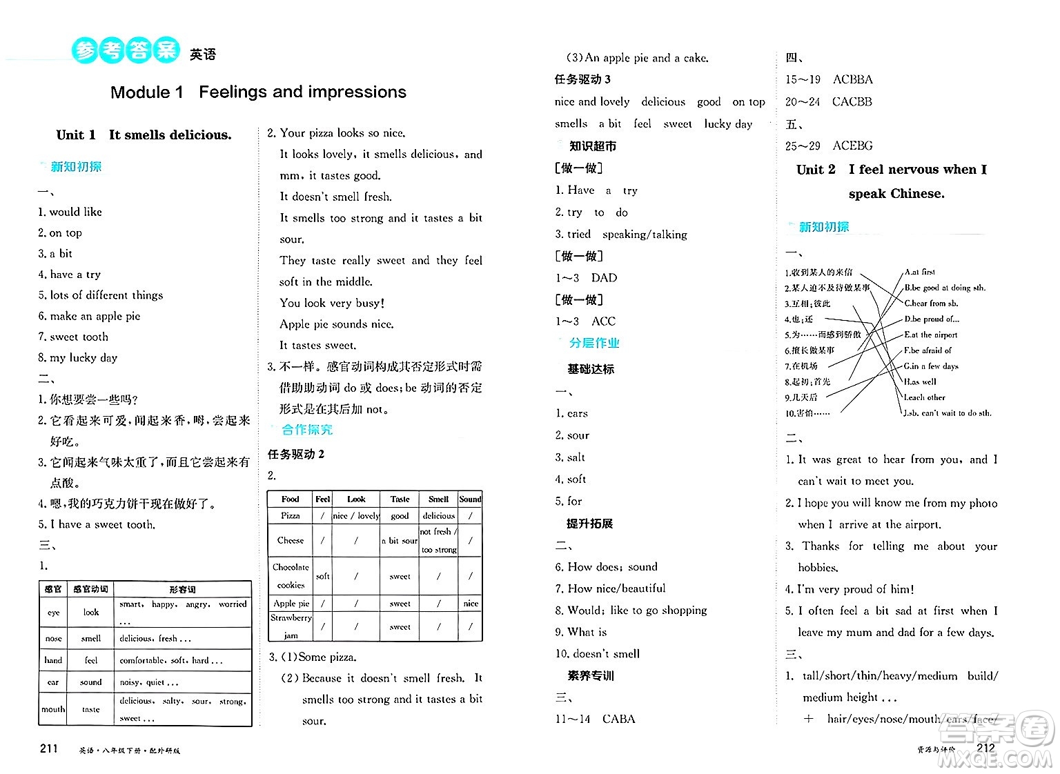 黑龍江教育出版社2025年春資源與評價八年級英語下冊外研版答案