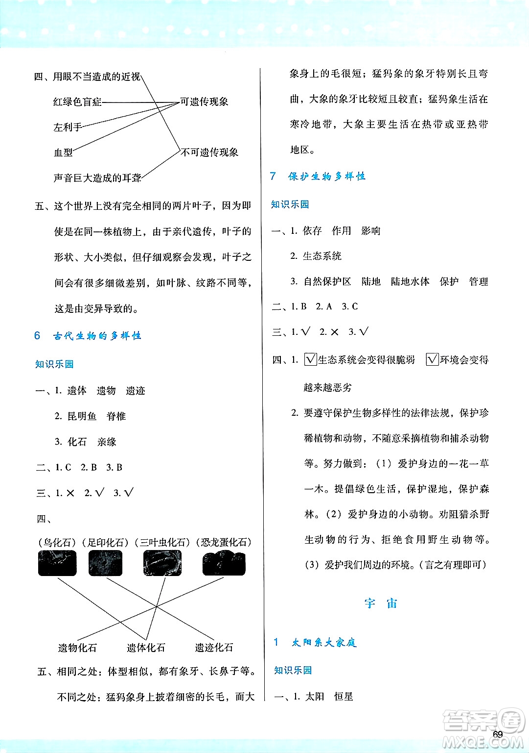 陜西人民教育出版社2025年春學習與評價六年級科學下冊教科版答案