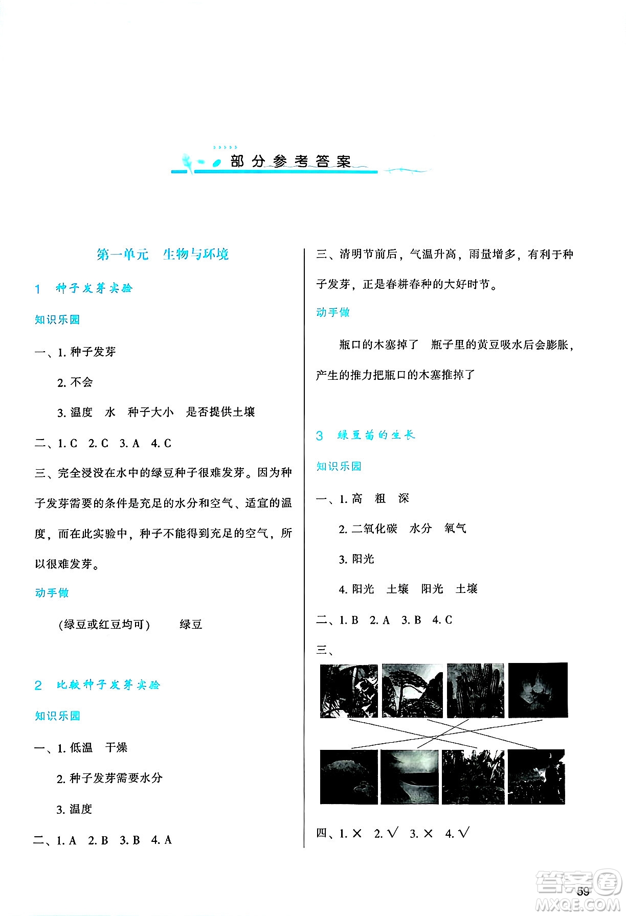 陜西人民教育出版社2025年春學(xué)習(xí)與評價五年級科學(xué)下冊教科版答案