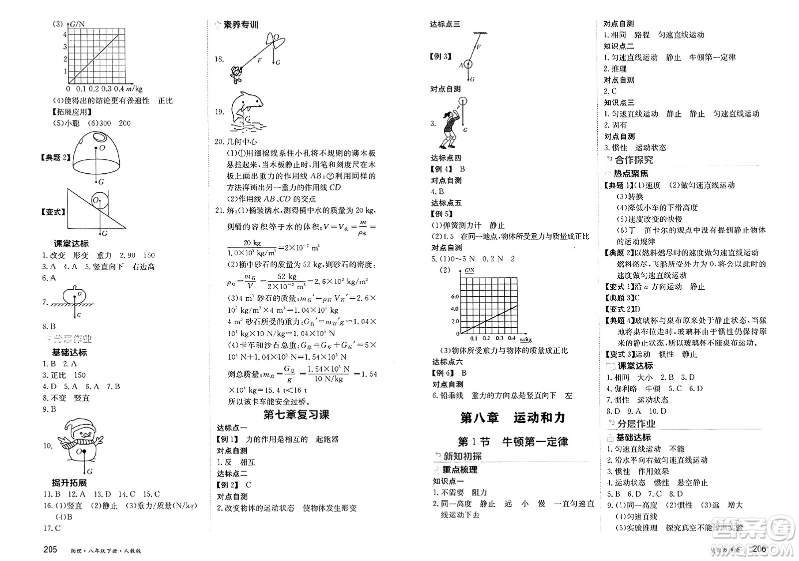 黑龍江教育出版社2025年春資源與評(píng)價(jià)八年級(jí)物理下冊(cè)人教版黑龍江專版答案