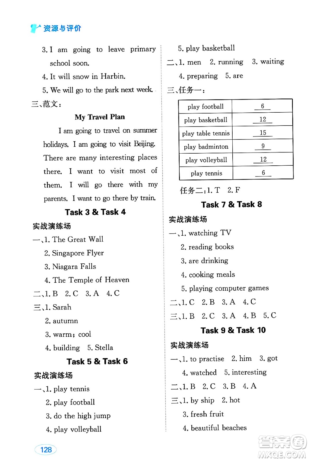 黑龍江教育出版社2025年春資源與評(píng)價(jià)六年級(jí)英語下冊(cè)人教精通版答案