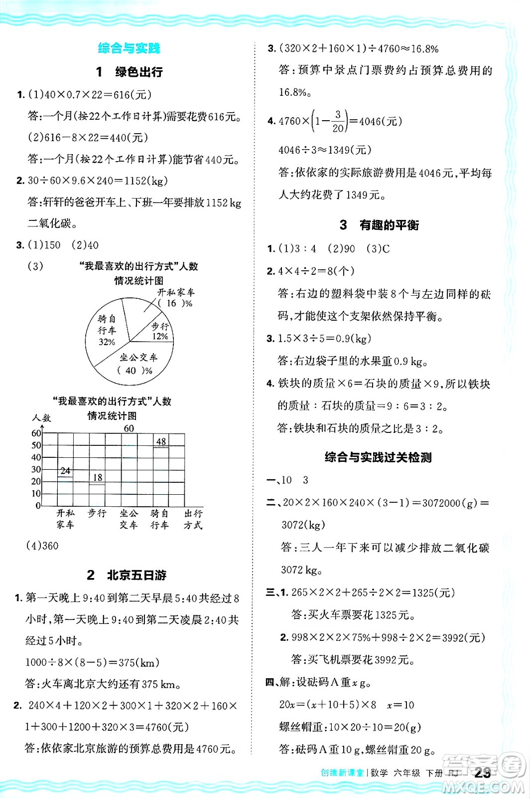 江西人民出版社2025年春王朝霞創(chuàng)維新課堂六年級數(shù)學(xué)下冊人教版答案
