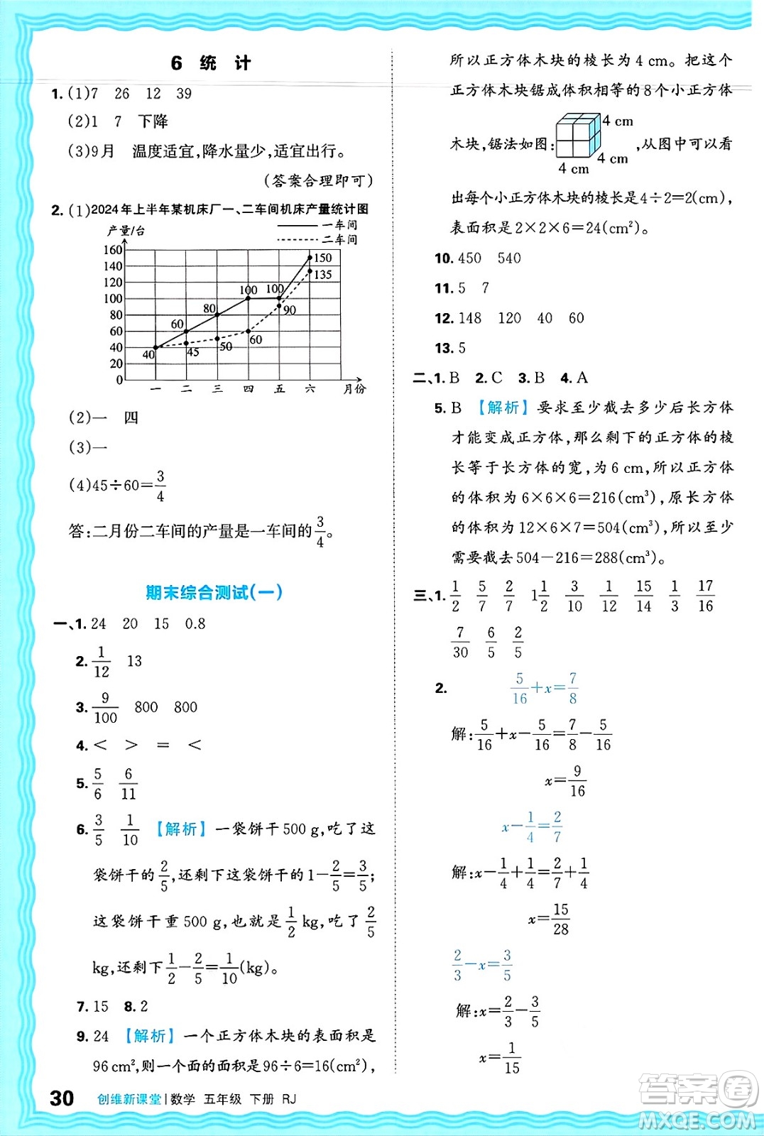 江西人民出版社2025年春王朝霞創(chuàng)維新課堂五年級數(shù)學下冊人教版答案