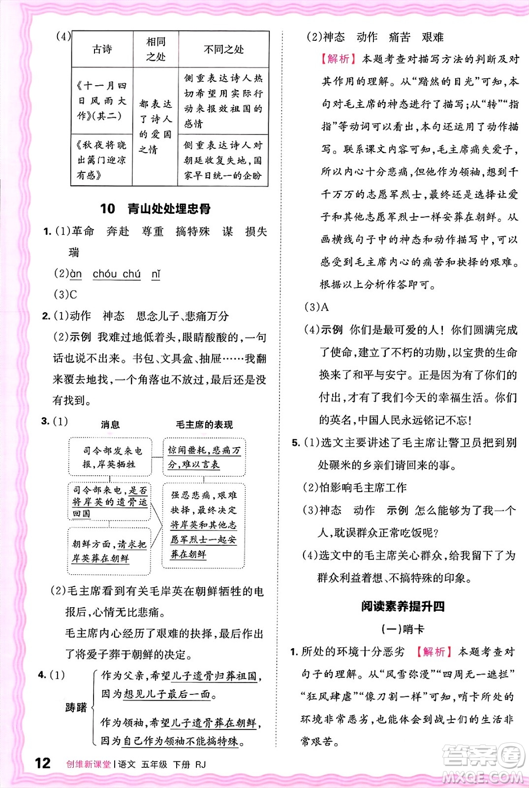 江西人民出版社2025年春王朝霞創(chuàng)維新課堂五年級(jí)語文下冊(cè)人教版答案
