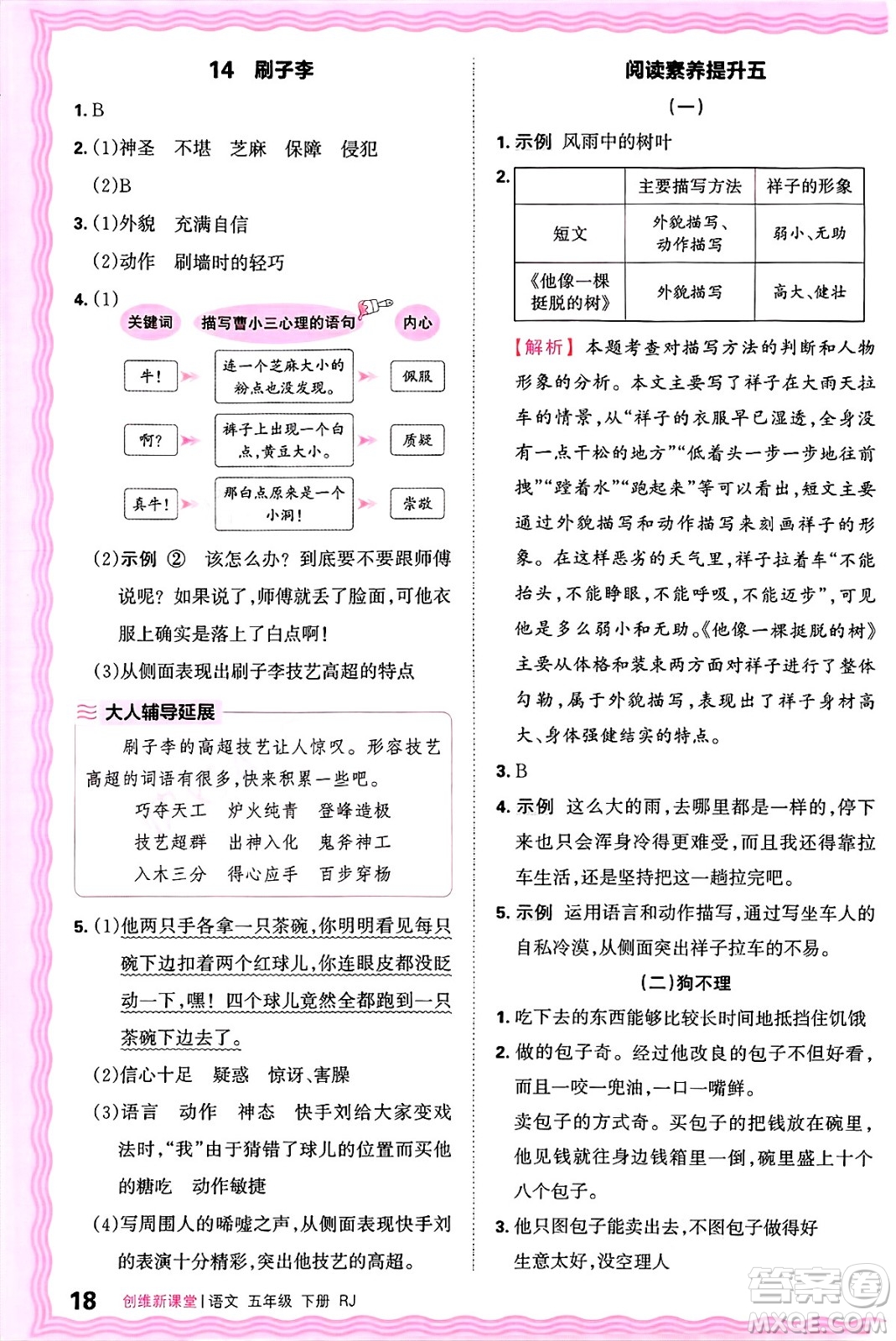 江西人民出版社2025年春王朝霞創(chuàng)維新課堂五年級(jí)語文下冊(cè)人教版答案