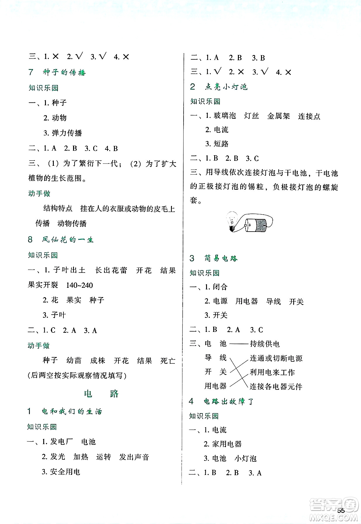 陜西人民教育出版社2025年春學(xué)習(xí)與評(píng)價(jià)四年級(jí)科學(xué)下冊(cè)教科版答案