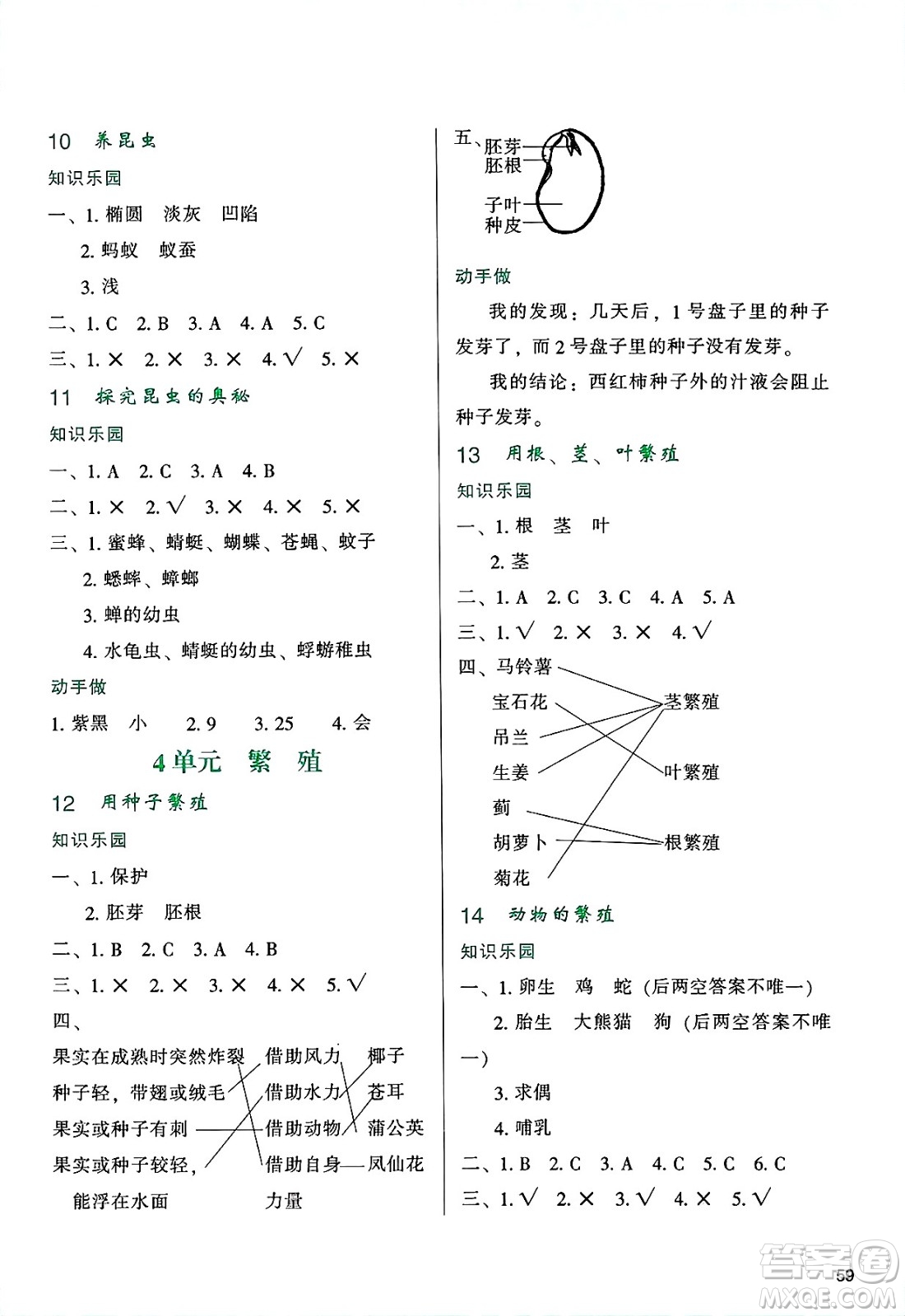 陜西人民教育出版社2025年春學習與評價四年級科學下冊蘇教版答案