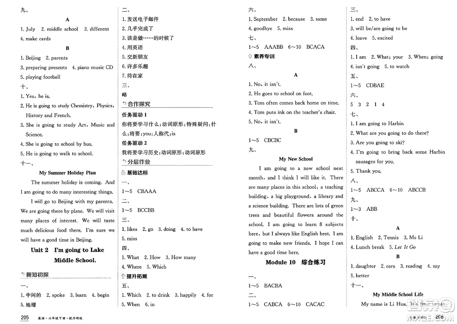 黑龍江教育出版社2025年春資源與評價六年級英語下冊外研版黑龍江專版答案