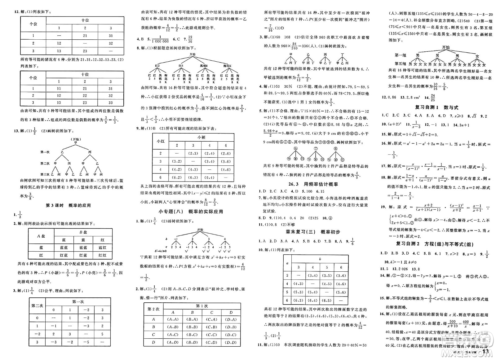 安徽師范大學(xué)出版社2025年春名校課堂九年級(jí)數(shù)學(xué)下冊(cè)滬科版安徽專版答案