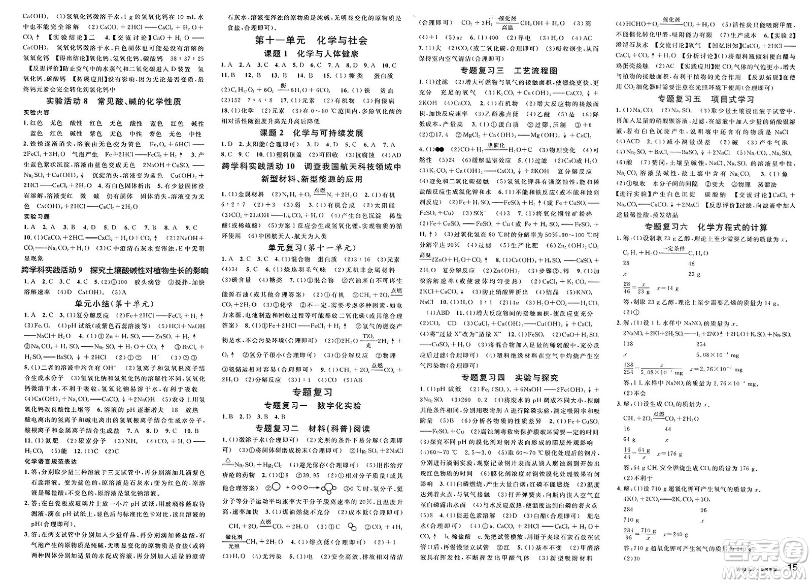 廣東經(jīng)濟出版社2025年春名校課堂九年級化學下冊人教版福建專版答案