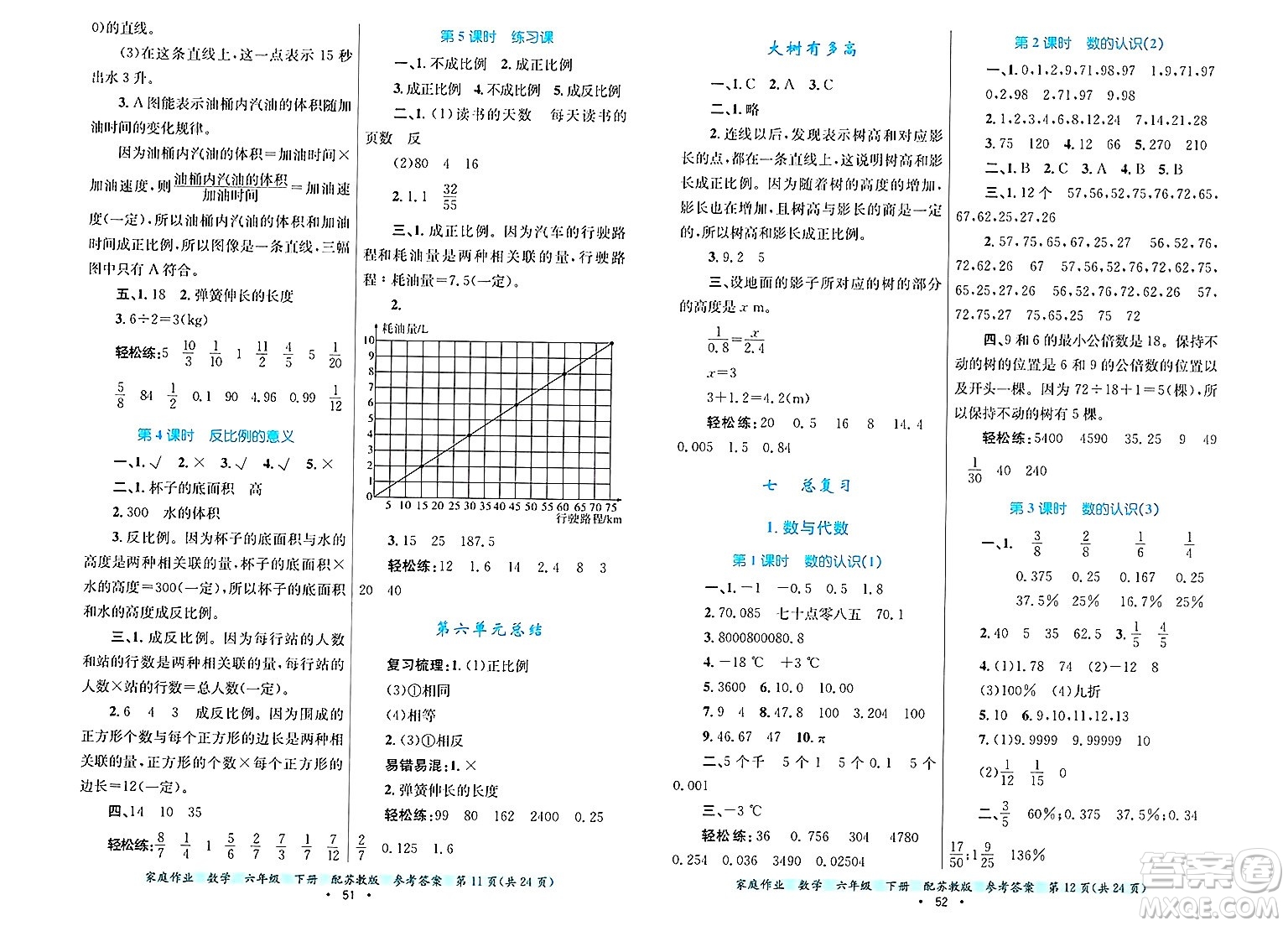 貴州教育出版社2025年春家庭作業(yè)六年級數(shù)學下冊蘇教版答案