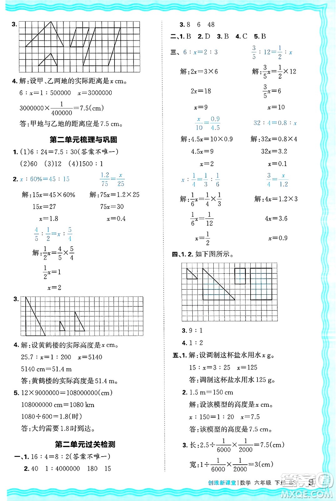 江西人民出版社2025年春王朝霞創(chuàng)維新課堂同步優(yōu)化訓(xùn)練六年級(jí)數(shù)學(xué)下冊(cè)北師大版答案