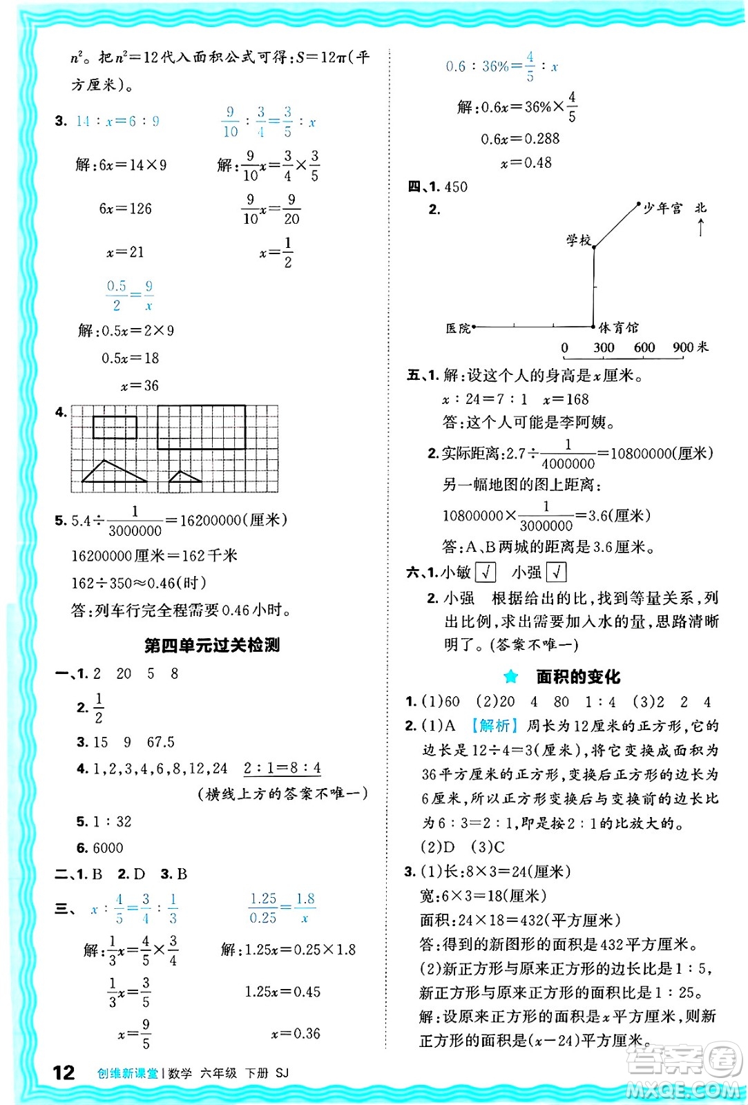 江西人民出版社2025年春王朝霞創(chuàng)維新課堂同步優(yōu)化訓(xùn)練六年級(jí)數(shù)學(xué)下冊(cè)蘇教版答案