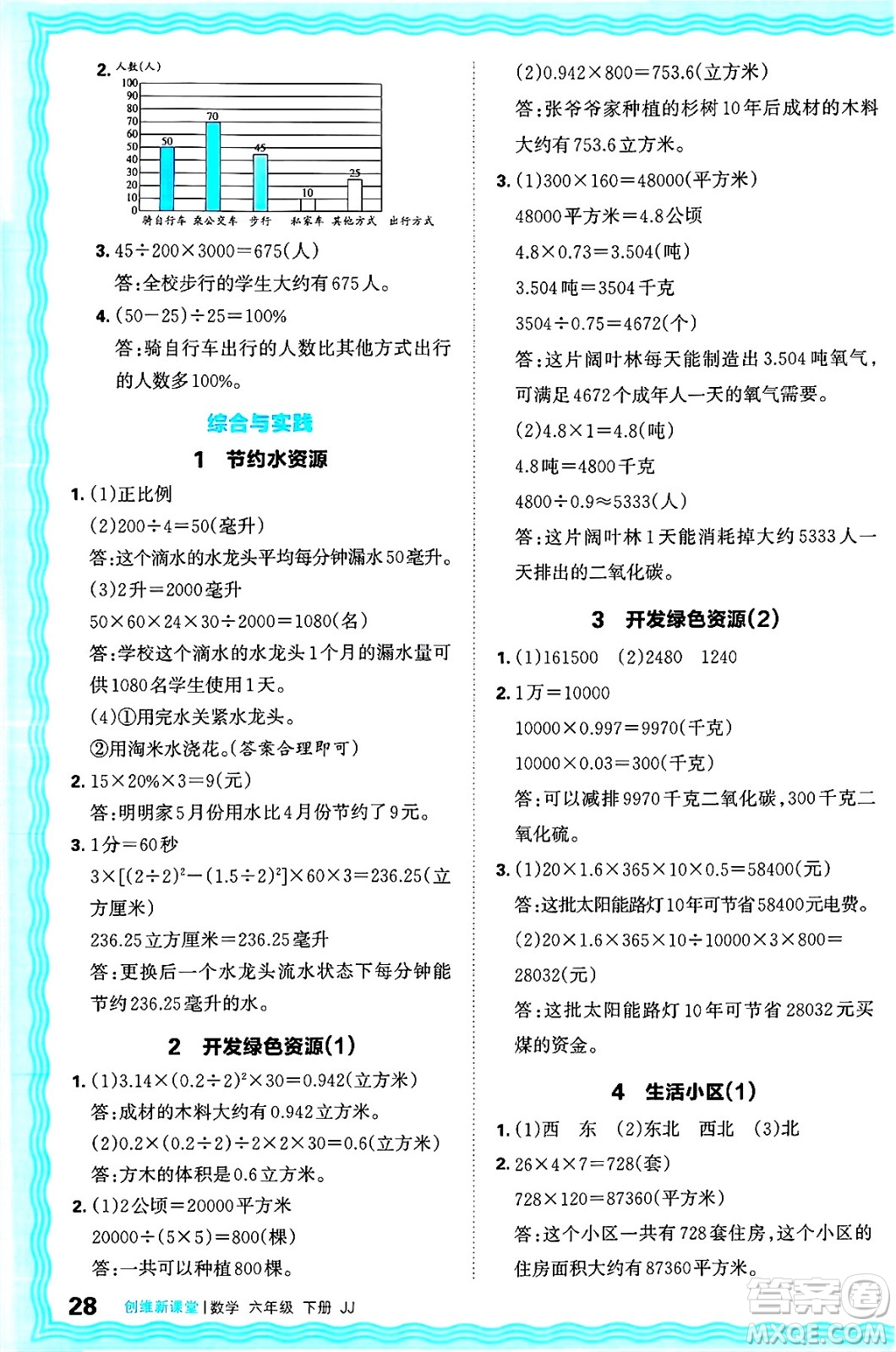 江西人民出版社2025年春王朝霞創(chuàng)維新課堂同步優(yōu)化訓(xùn)練六年級(jí)數(shù)學(xué)下冊(cè)冀教版答案