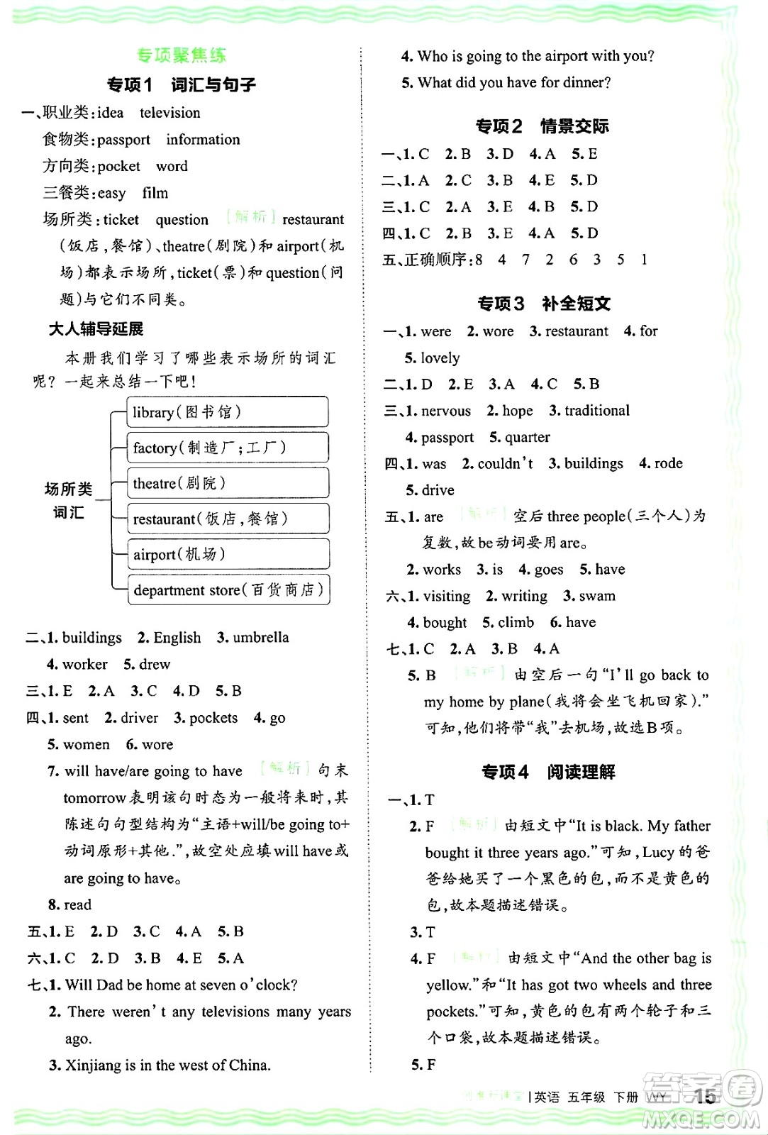 江西人民出版社2025年春王朝霞創(chuàng)維新課堂同步優(yōu)化訓練五年級英語下冊外研版答案