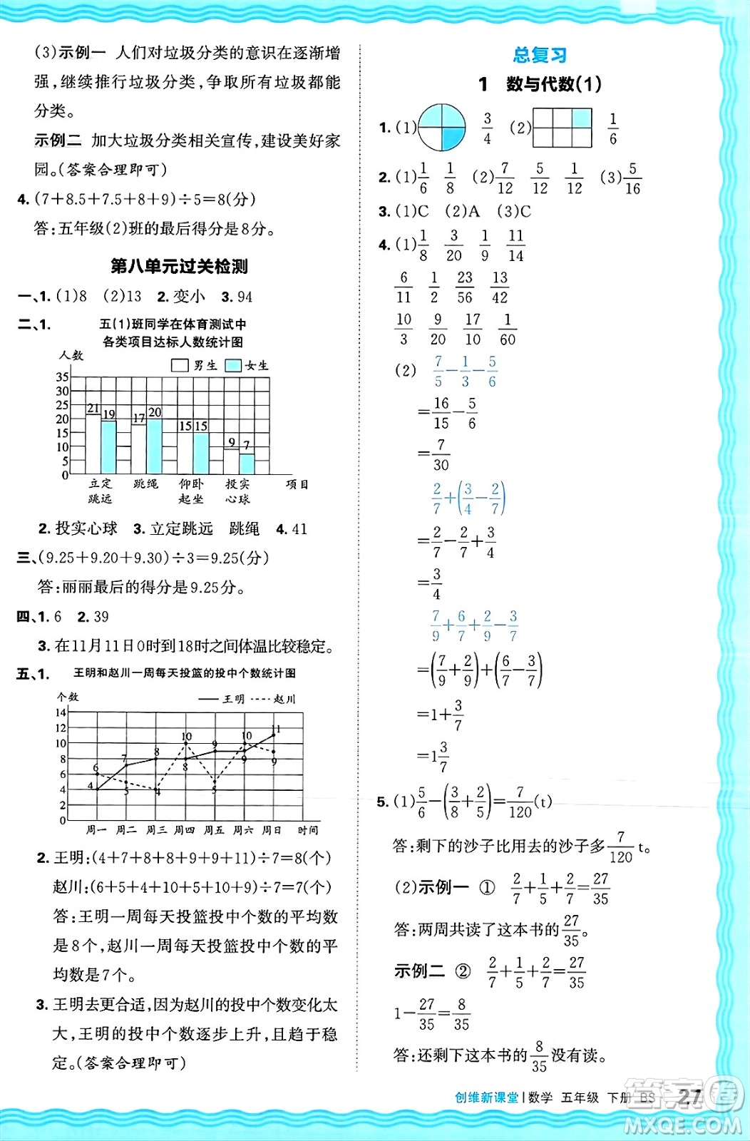 江西人民出版社2025年春王朝霞創(chuàng)維新課堂同步優(yōu)化訓(xùn)練五年級(jí)數(shù)學(xué)下冊(cè)北師大版答案