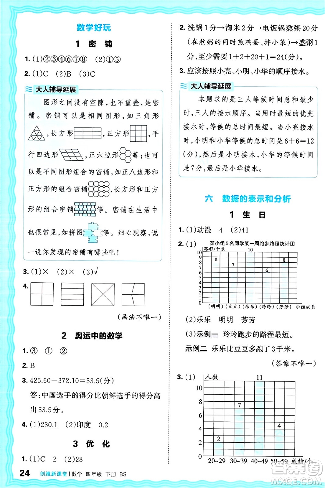 江西人民出版社2025年春王朝霞創(chuàng)維新課堂同步優(yōu)化訓練四年級數(shù)學下冊北師大版答案