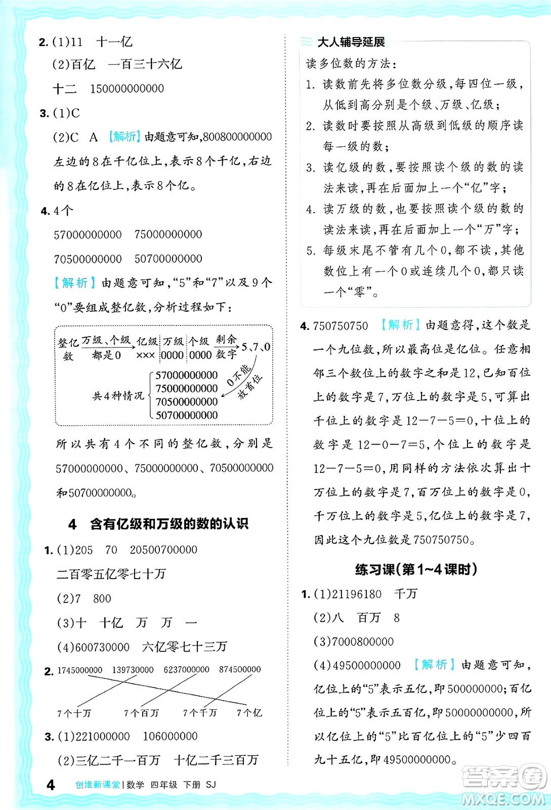 江西人民出版社2025年春王朝霞創(chuàng)維新課堂同步優(yōu)化訓(xùn)練四年級(jí)數(shù)學(xué)下冊(cè)蘇教版答案
