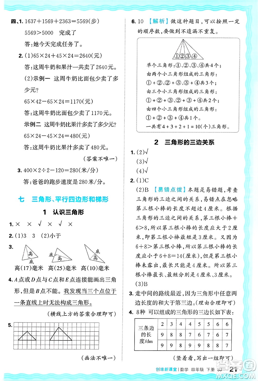 江西人民出版社2025年春王朝霞創(chuàng)維新課堂同步優(yōu)化訓(xùn)練四年級(jí)數(shù)學(xué)下冊(cè)蘇教版答案