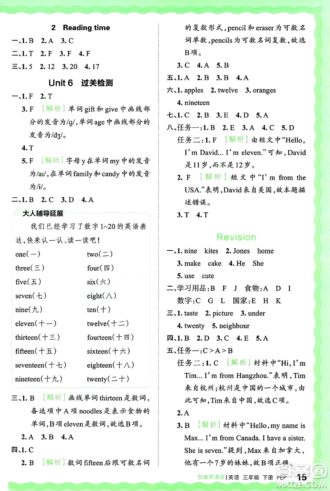 江西人民出版社2025年春王朝霞創(chuàng)維新課堂同步優(yōu)化訓(xùn)練三年級(jí)英語(yǔ)下冊(cè)人教PEP版答案