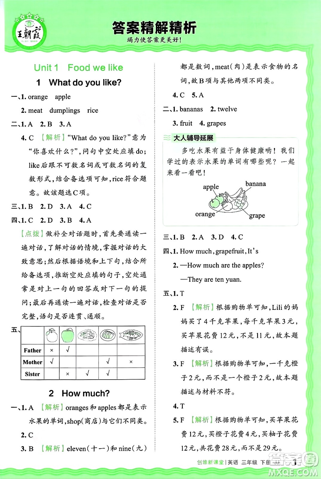 江西人民出版社2025年春王朝霞創(chuàng)維新課堂同步優(yōu)化訓練三年級英語下冊冀教版答案