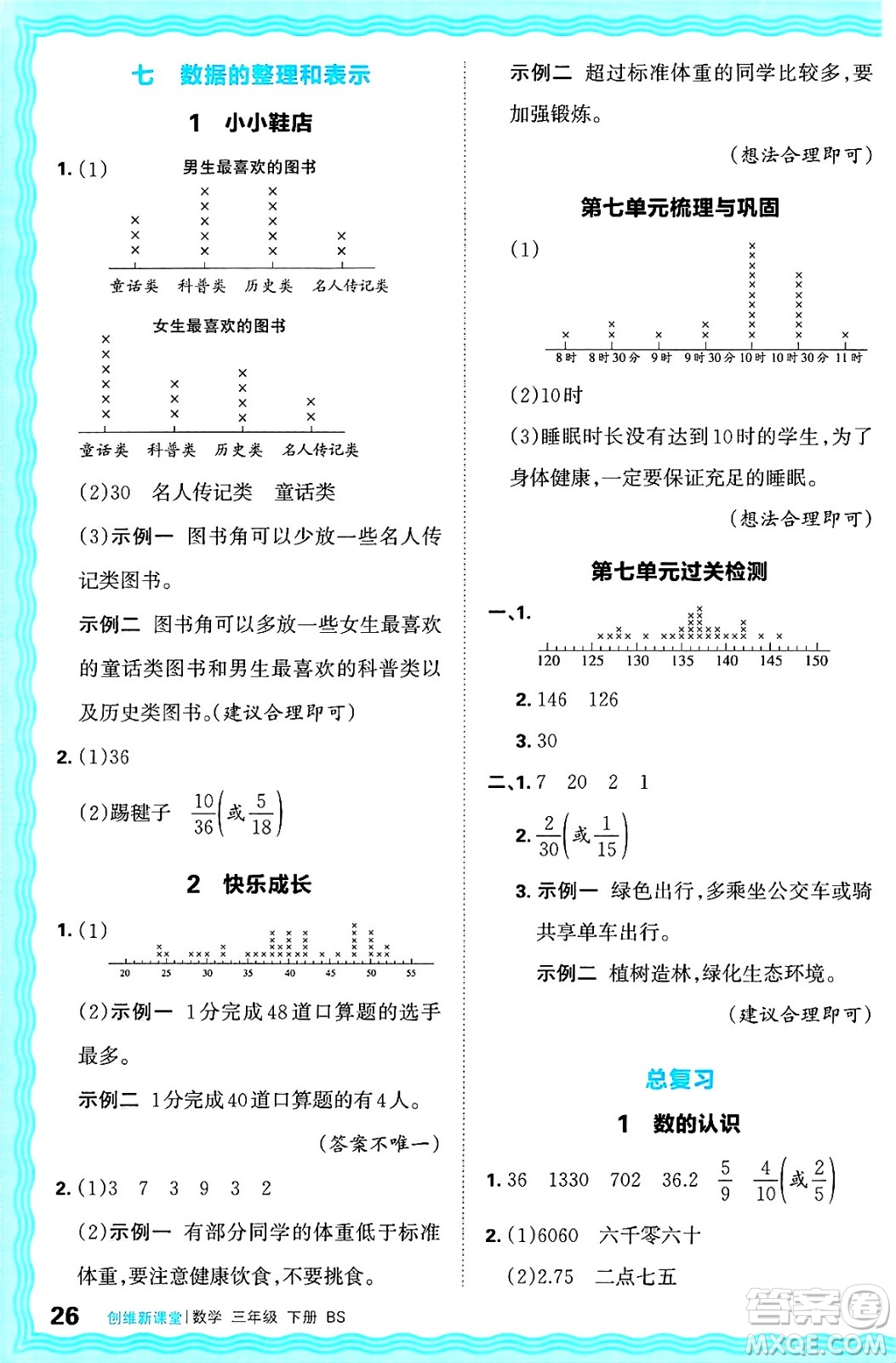 江西人民出版社2025年春王朝霞創(chuàng)維新課堂同步優(yōu)化訓(xùn)練三年級數(shù)學(xué)下冊北師大版答案