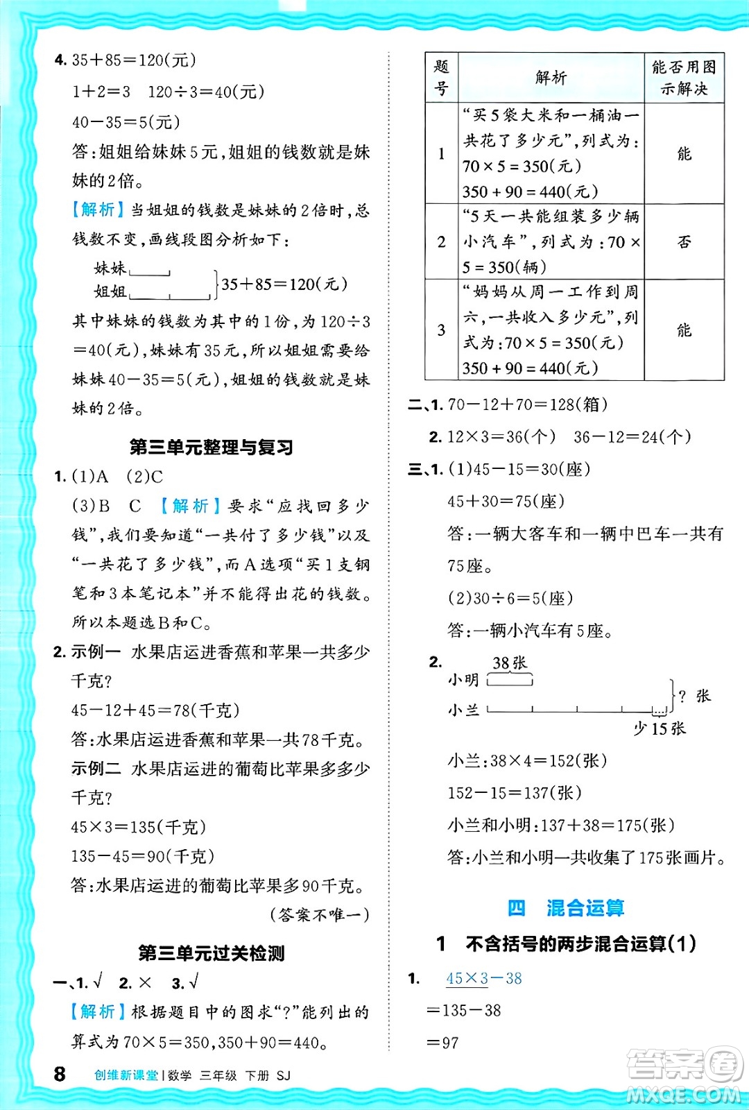 江西人民出版社2025年春王朝霞創(chuàng)維新課堂同步優(yōu)化訓(xùn)練三年級(jí)數(shù)學(xué)下冊(cè)蘇教版答案