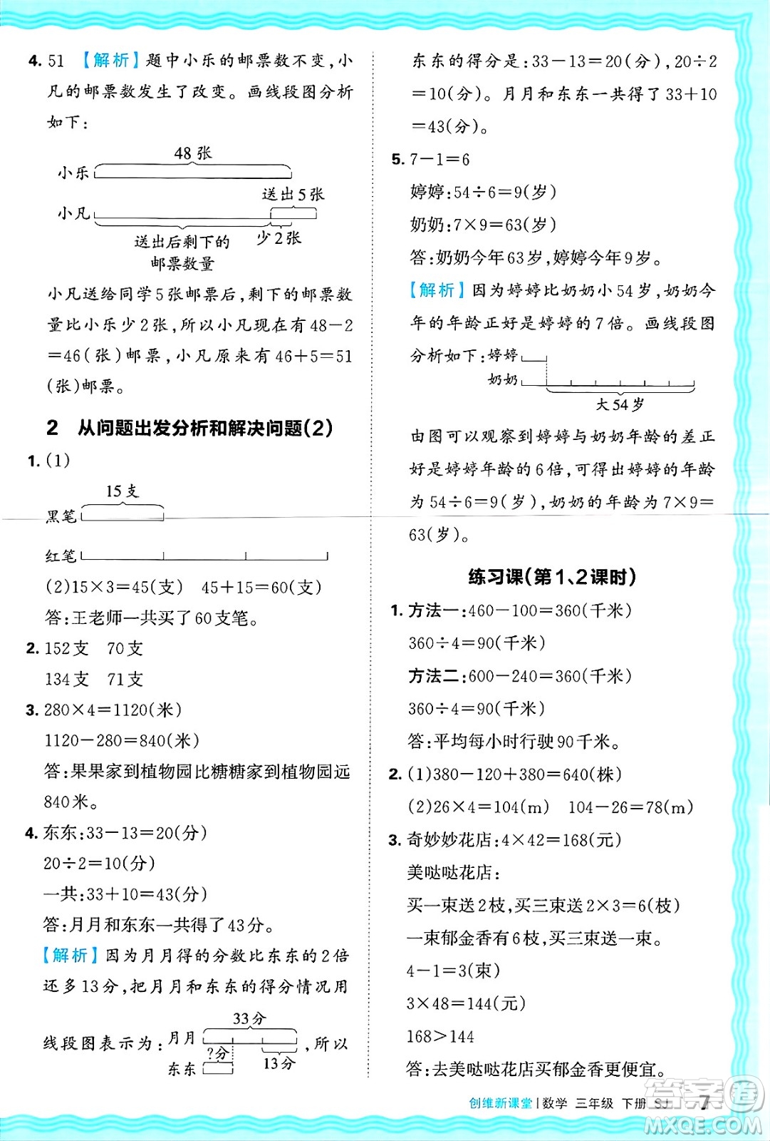 江西人民出版社2025年春王朝霞創(chuàng)維新課堂同步優(yōu)化訓(xùn)練三年級(jí)數(shù)學(xué)下冊(cè)蘇教版答案