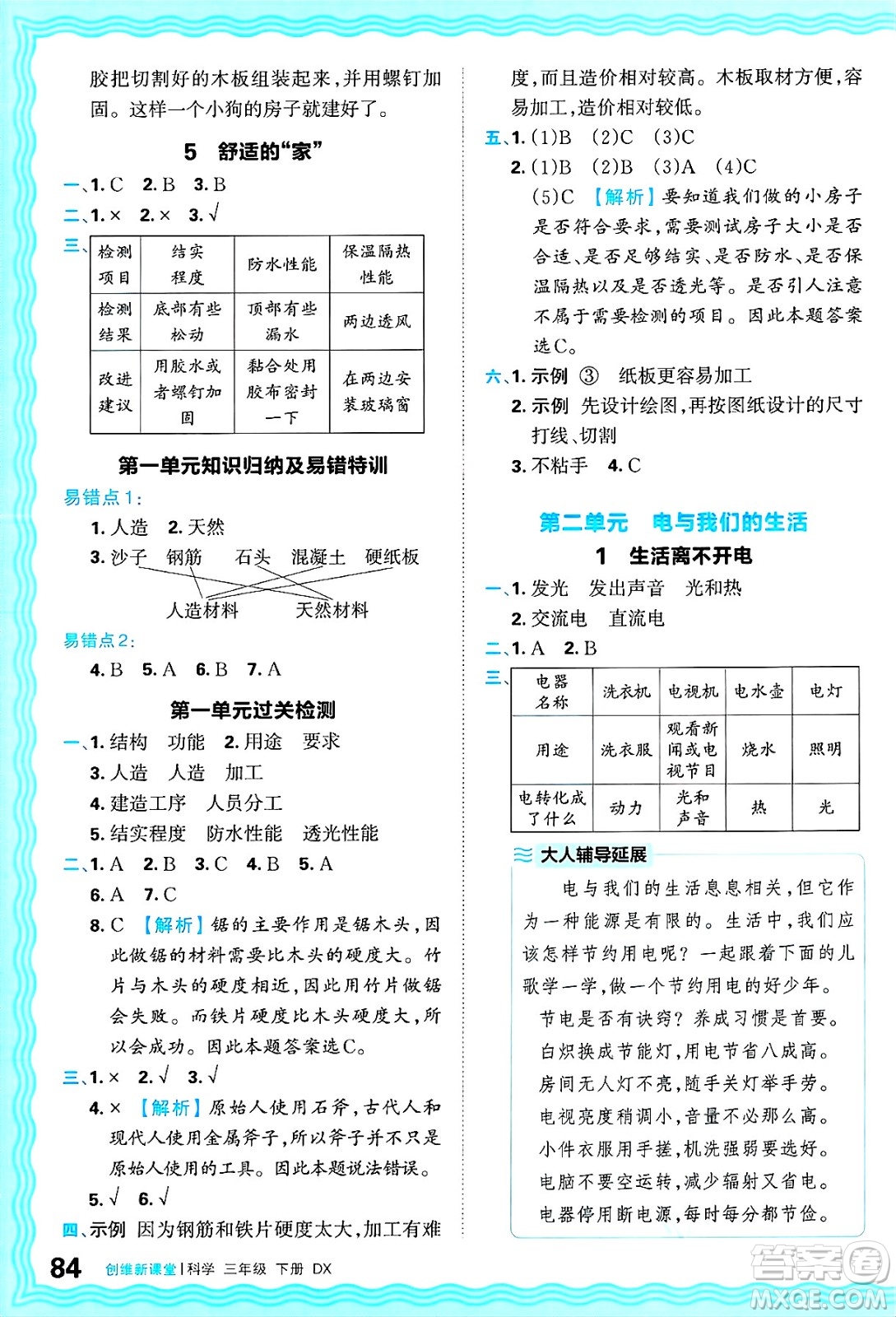 江西人民出版社2025年春王朝霞創(chuàng)維新課堂同步優(yōu)化訓(xùn)練三年級(jí)科學(xué)下冊(cè)大象版答案