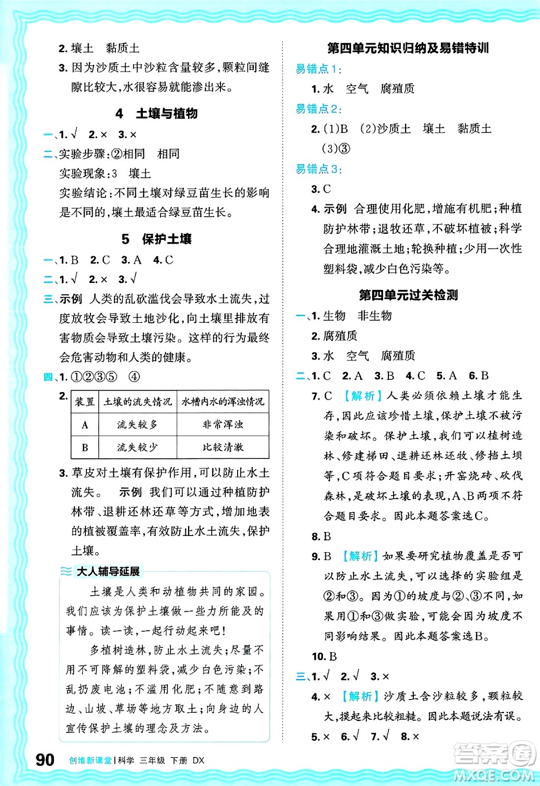 江西人民出版社2025年春王朝霞創(chuàng)維新課堂同步優(yōu)化訓(xùn)練三年級(jí)科學(xué)下冊(cè)大象版答案