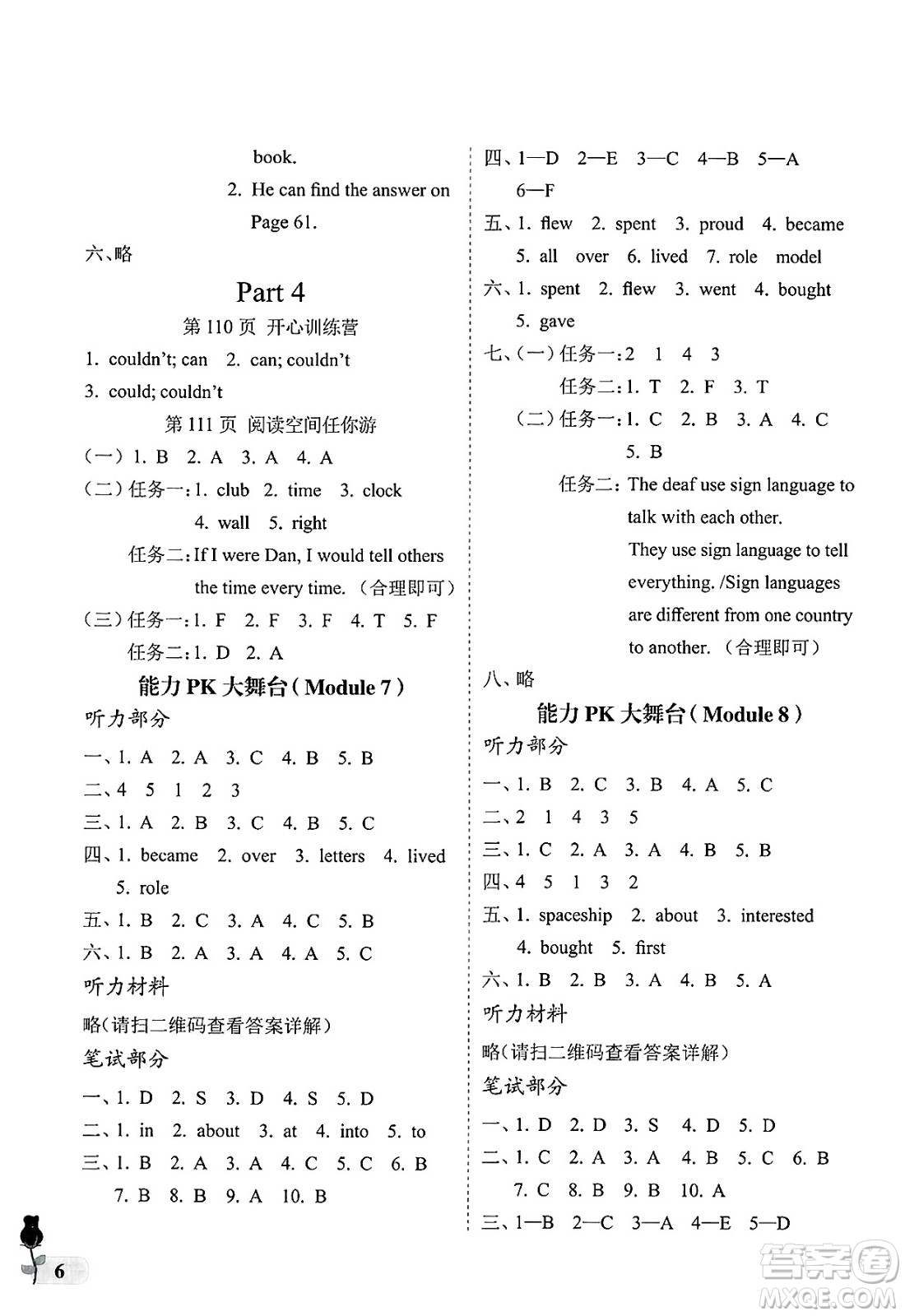 中國(guó)石油大學(xué)出版社2025年春初中卷行知天下六年級(jí)英語(yǔ)下冊(cè)通用版答案