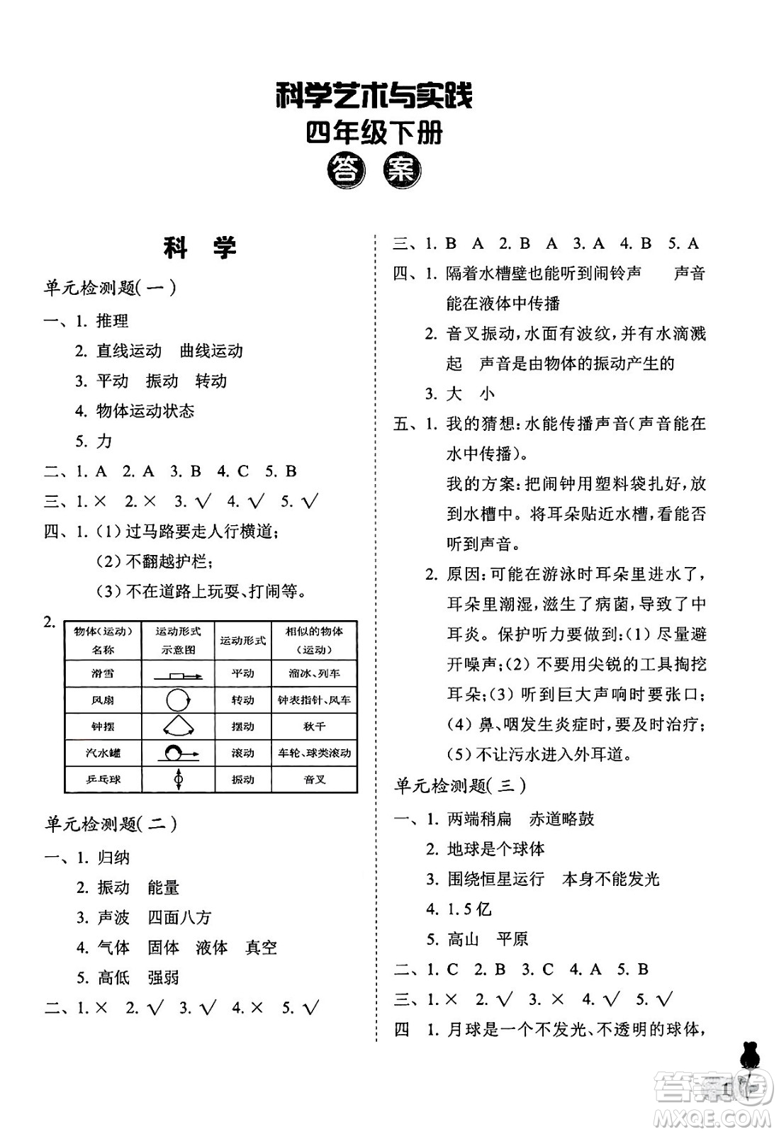 中國石油大學(xué)出版社2025年春初中卷行知天下四年級科學(xué)藝術(shù)與實踐下冊通用版答案