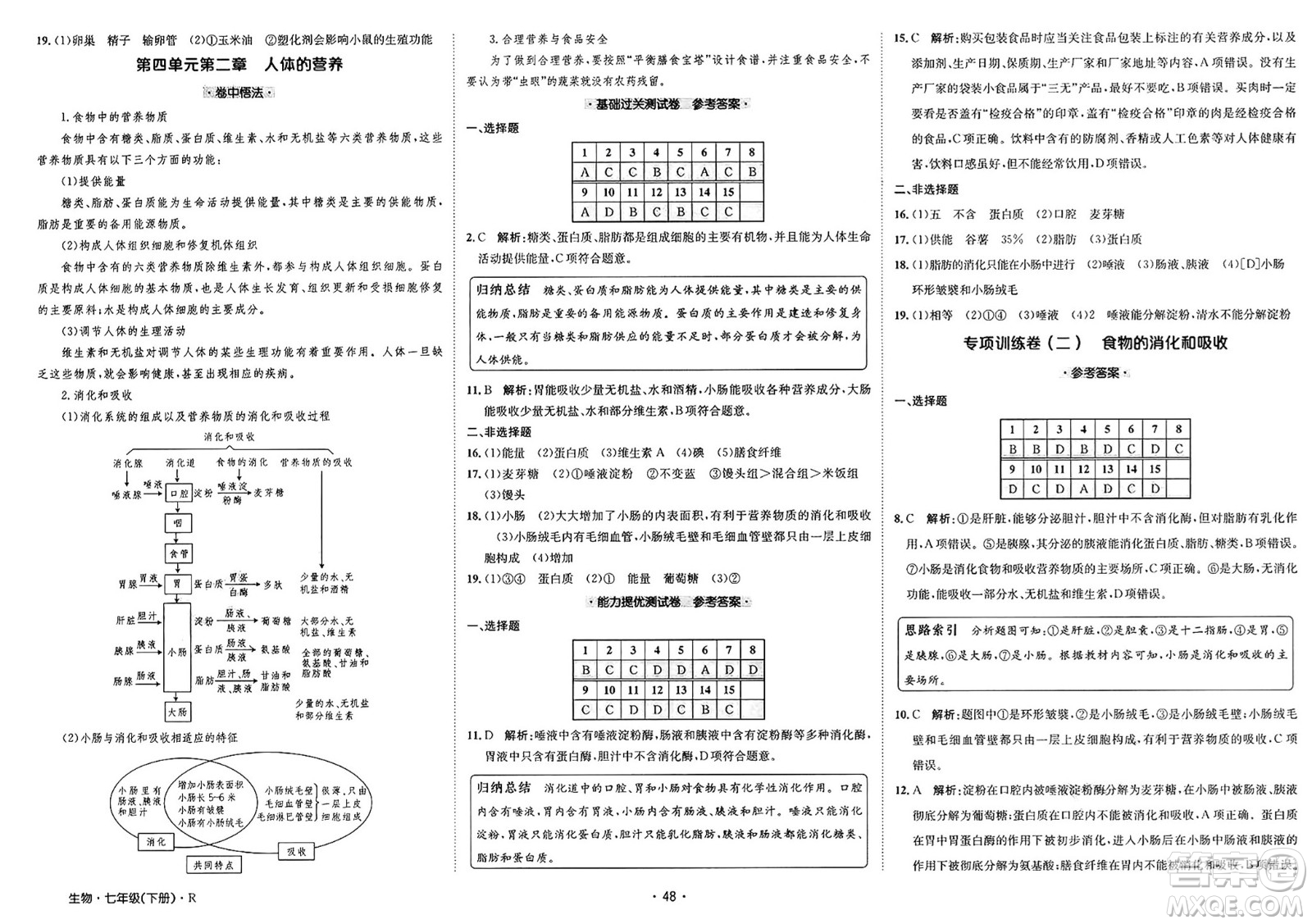 江西高校出版社2025年春卷霸初中同步測(cè)試卷七年級(jí)生物下冊(cè)人教版答案