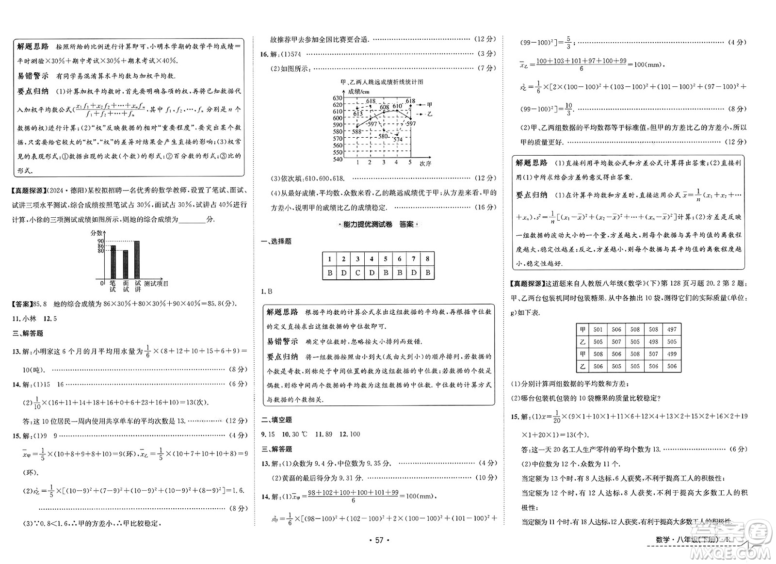 江西高校出版社2025年春卷霸初中同步測試卷八年級數(shù)學(xué)下冊人教版答案