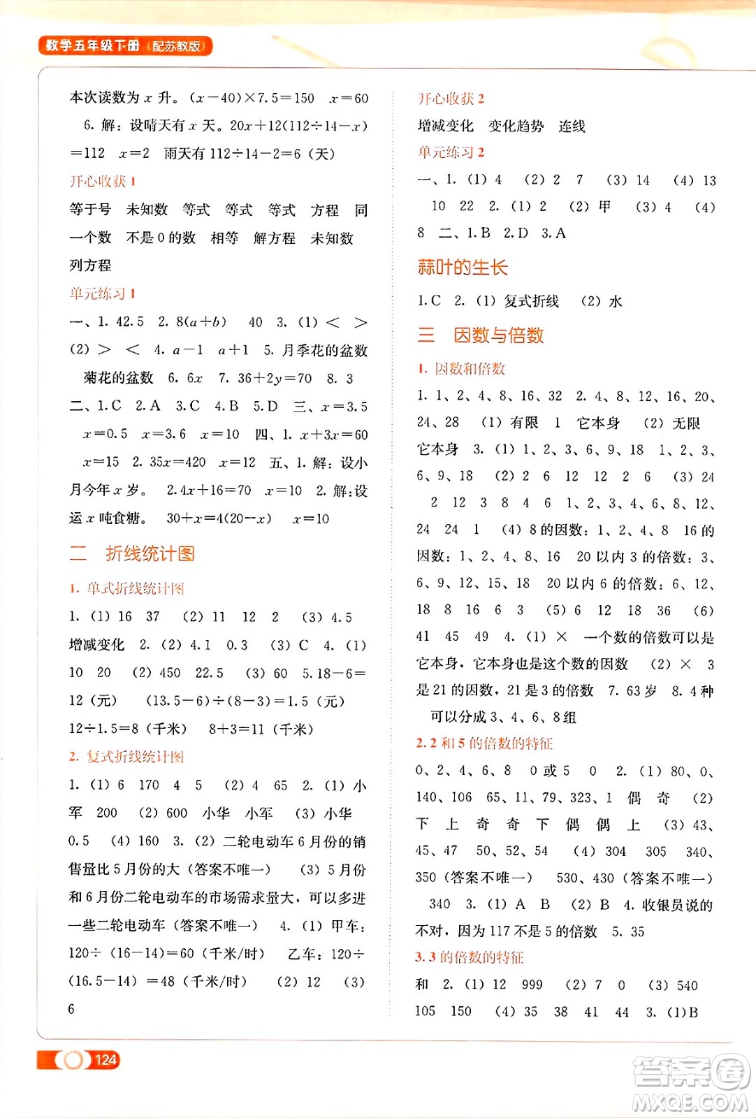 廣西教育出版社2025年春自主學(xué)習(xí)能力測評(píng)五年級(jí)數(shù)學(xué)下冊蘇教版答案