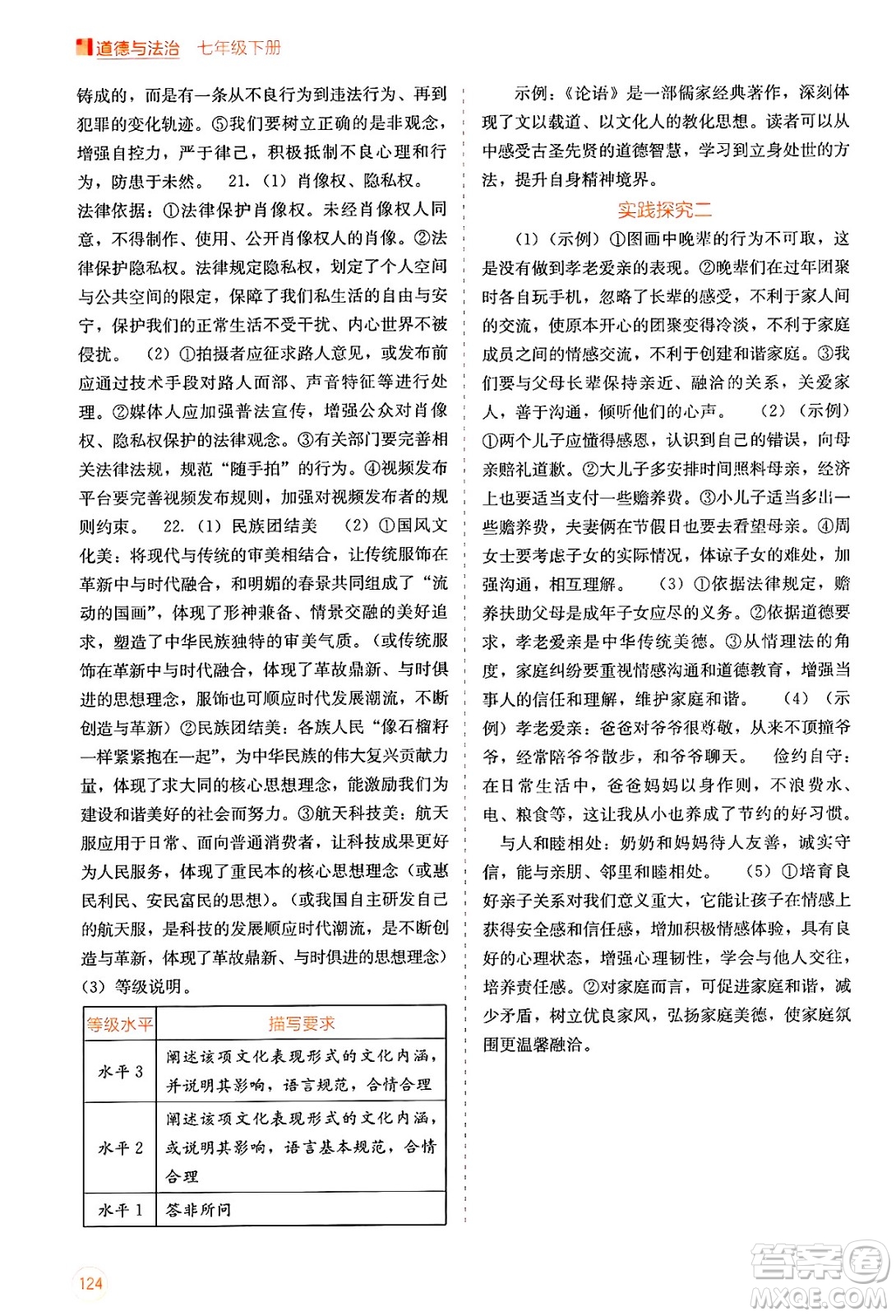 廣西教育出版社2025年春自主學(xué)習(xí)能力測評七年級道德與法治下冊通用版答案